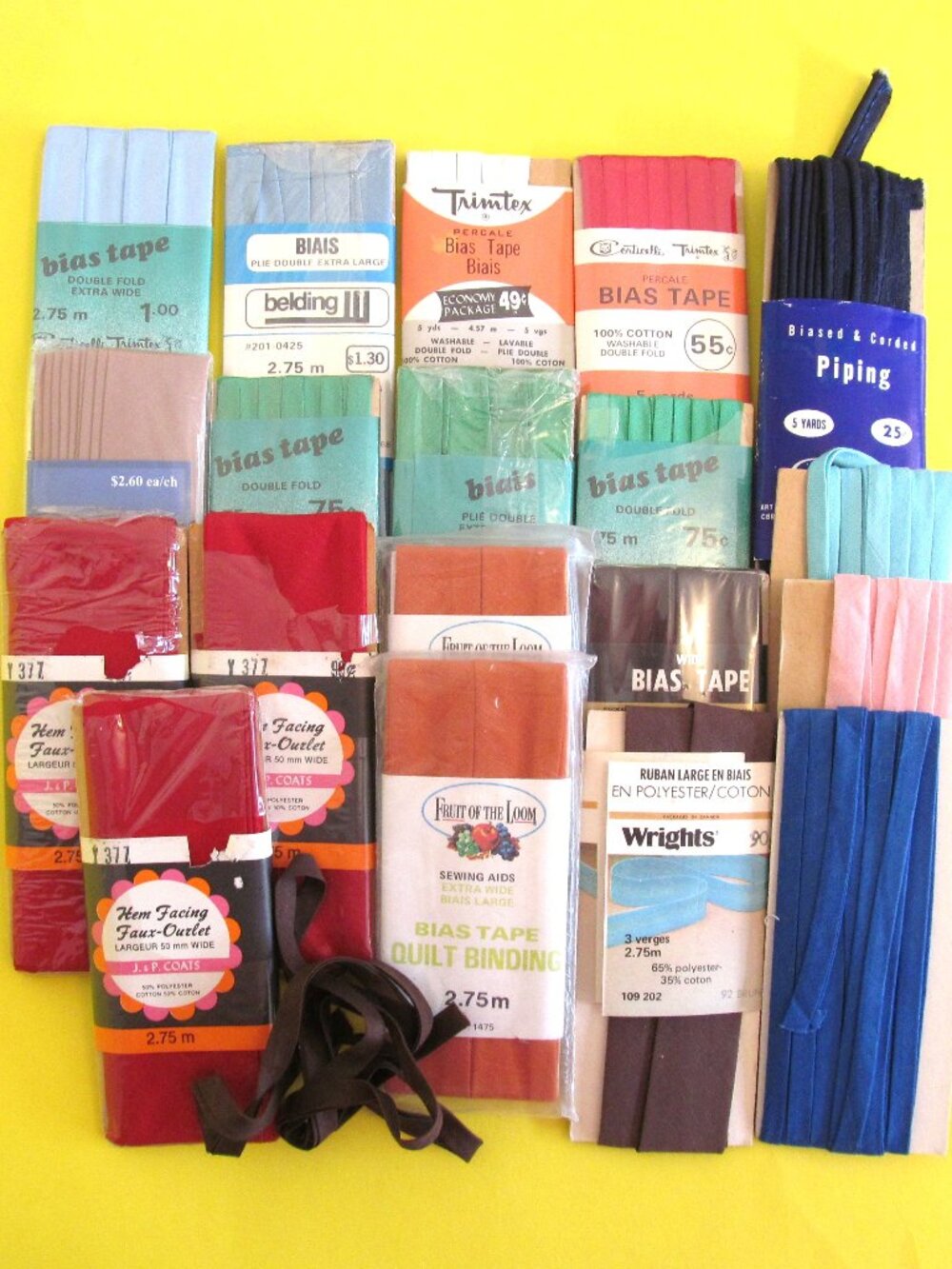 Bias tape Piping Hem tape Bundle of 16 J.P. Coats Trimtex Belding Wrights